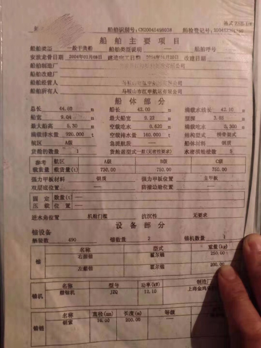  船舶交易网·www.3k.ltd 南通运维处货船·散货船船舶交易网 找船,找货网,船舶寄售,船舶求购发布,开具船舶交易发票二手船舶信息2004年44.6米1200吨货船货船·散货船船舶交易网 找船,找货网,船舶寄售,船舶求购发布,开具船舶交易发票 